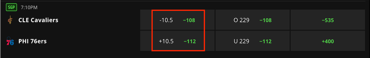 Sports Betting Spread Example
