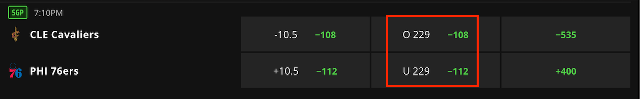 Sports Betting Total Example